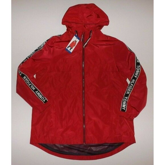 TOMMY HILFIGER Rain Windbreaker Casual Jacket Womens (Crimson, XL) - Picture 1 of 3